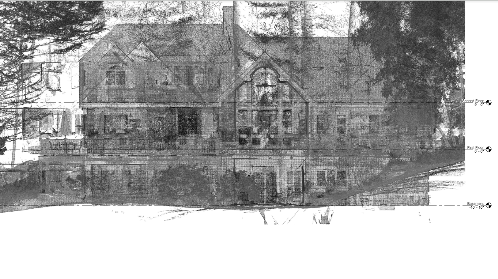 A drawing of a house with a tree in the background, showcasing a serene and picturesque landscape.