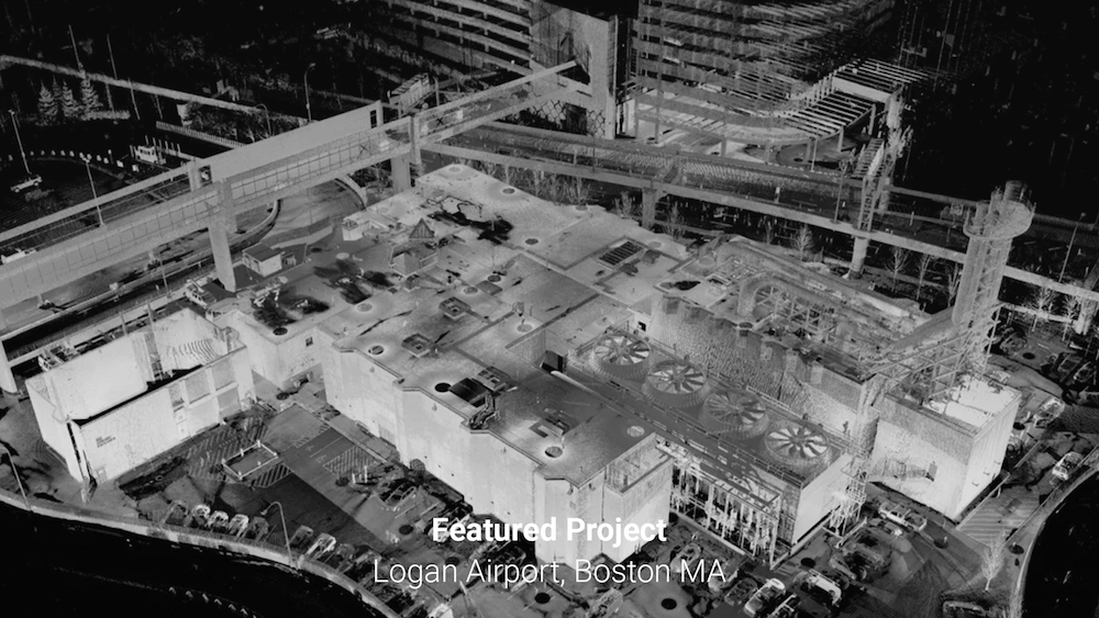 Greyscale 3D point cloud of Logan Airport in Boston, Massachusetts. 