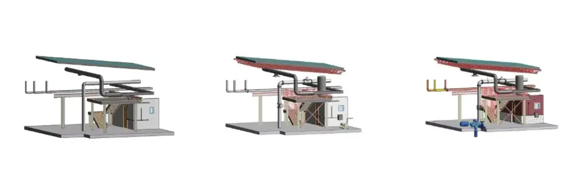 Three 3D BIM models pictured with Standard Detail, High Detail, Very High Detail.