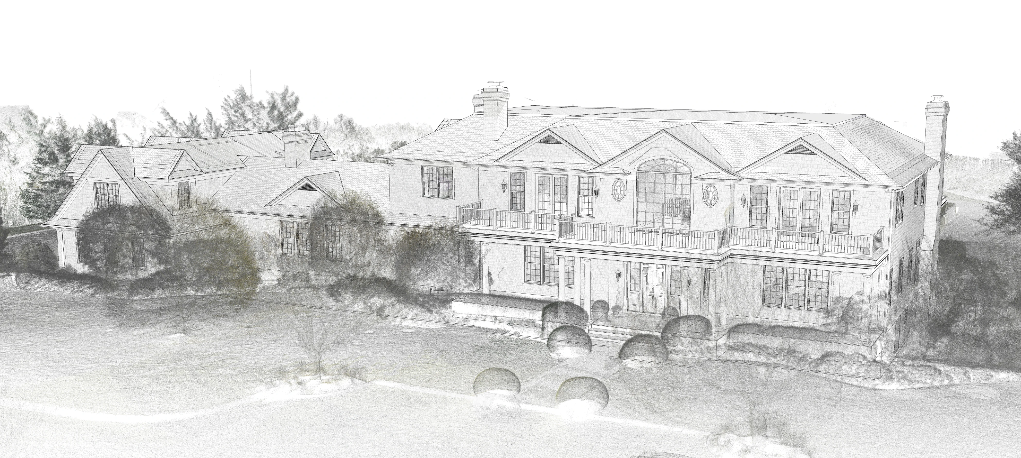 Existing Conditions 3D BIM model and 3D point cloud of the Wildwood Lane residence.