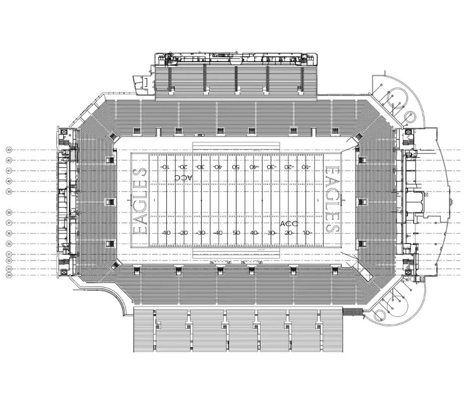 3D BIM Model of Boston College Alumni Stadium, Built in 1957.