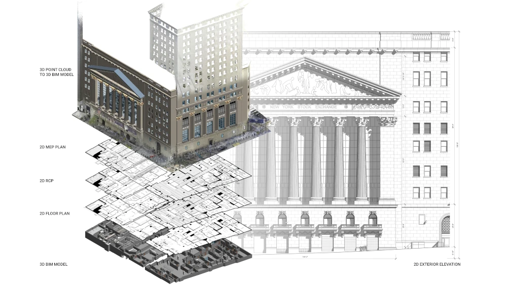 Existing Conditions created a precise BIM model of the NY Stock Exchange.