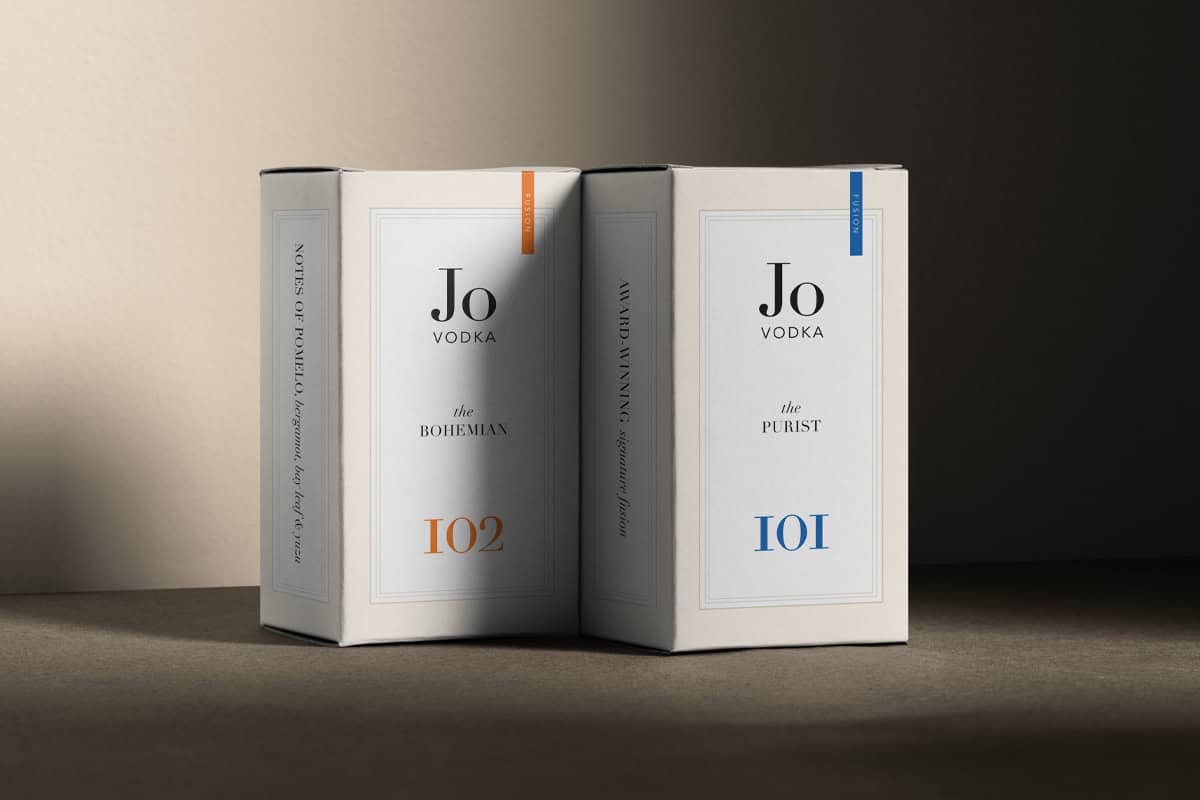 Jo Vodka brand development founded by Jo Malone CBE, blending luxury vodka with storytelling and synaesthetic inspiration from the iconic English Scent Maverick