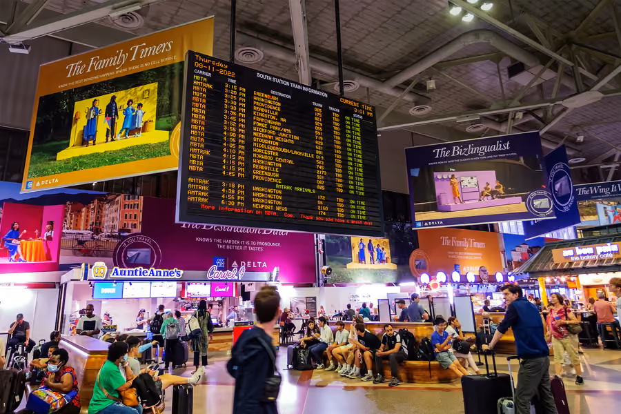 An interior view of South Station, Boston.