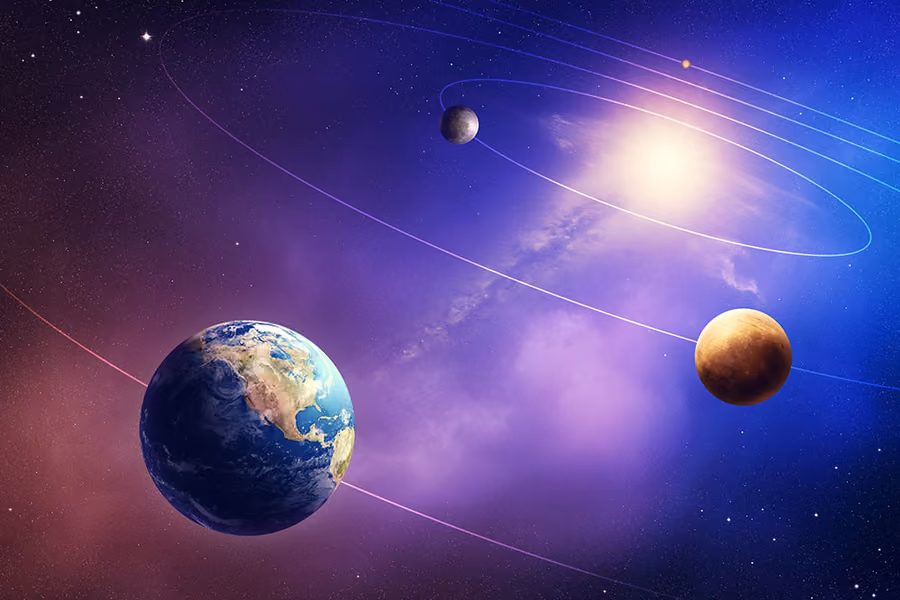 Inner four solar system planets (Elements of this image furnished by NASA- earthmap http://visibleearth.nasa.gov)