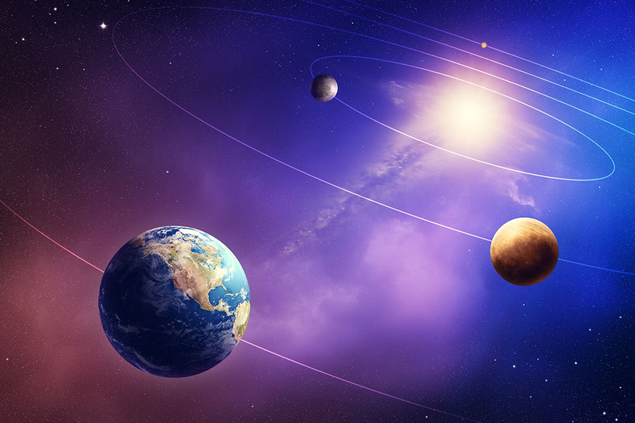 Inner four solar system planets (Elements of this image furnished by NASA- earthmap http://visibleearth.nasa.gov)