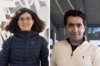 Portrait photos of professors Tamara Broderick (left) and Sertac Karaman (right)