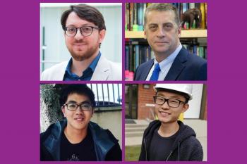 a four picture grid feauring (clockwise from top left) Prof. Luca Carlone, Prof. Jonathan How, Yulun Tian, Yun Chang