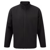Black full-zip jacket with a stand-up collar and long sleeves.