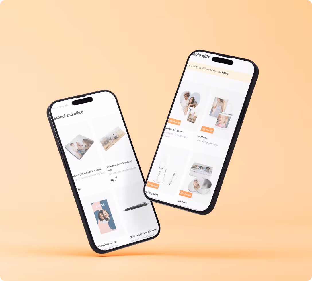 FastEditor branded photo app shown on two smartphones for iOS and Android