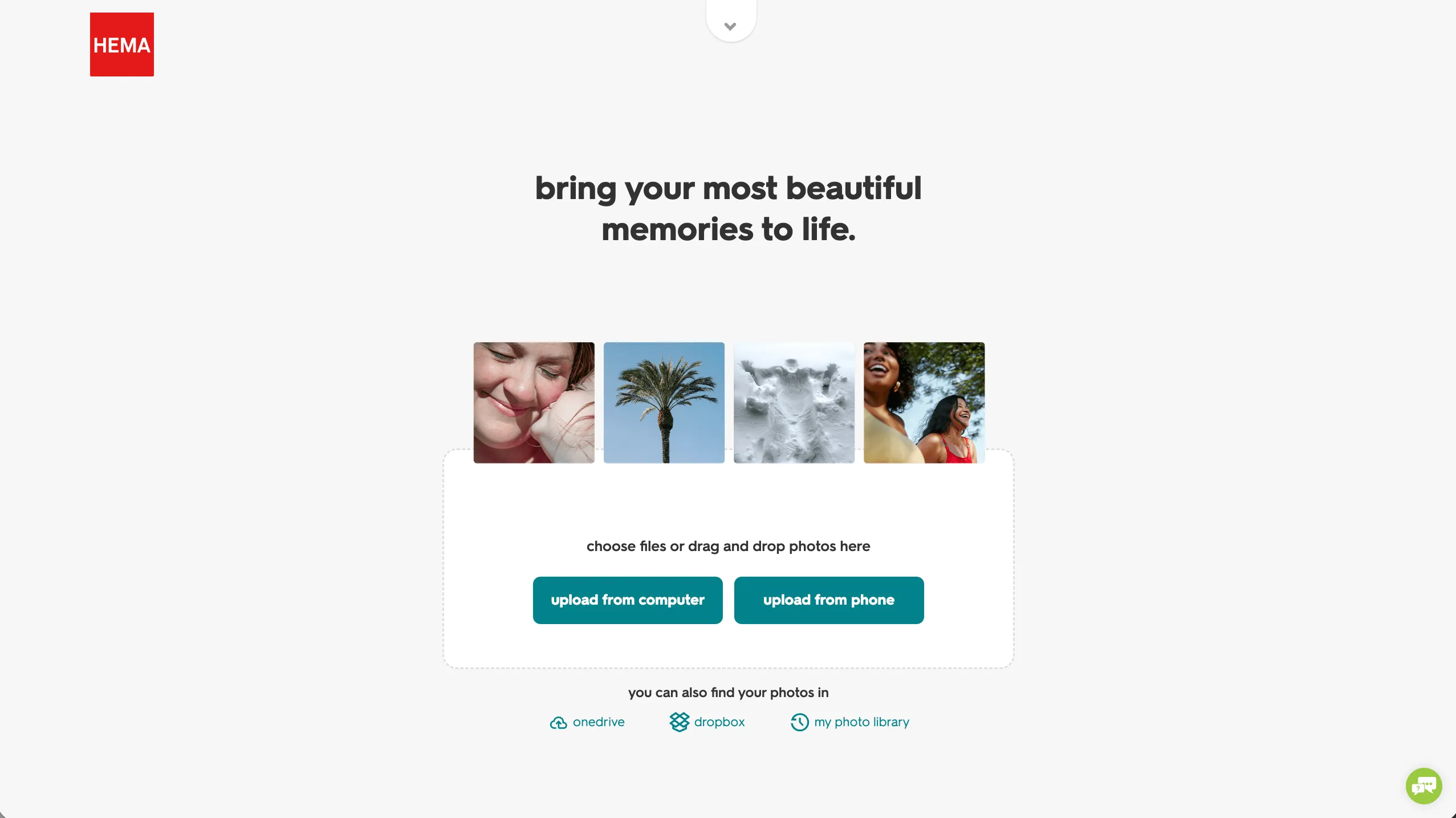 Upload photos step
