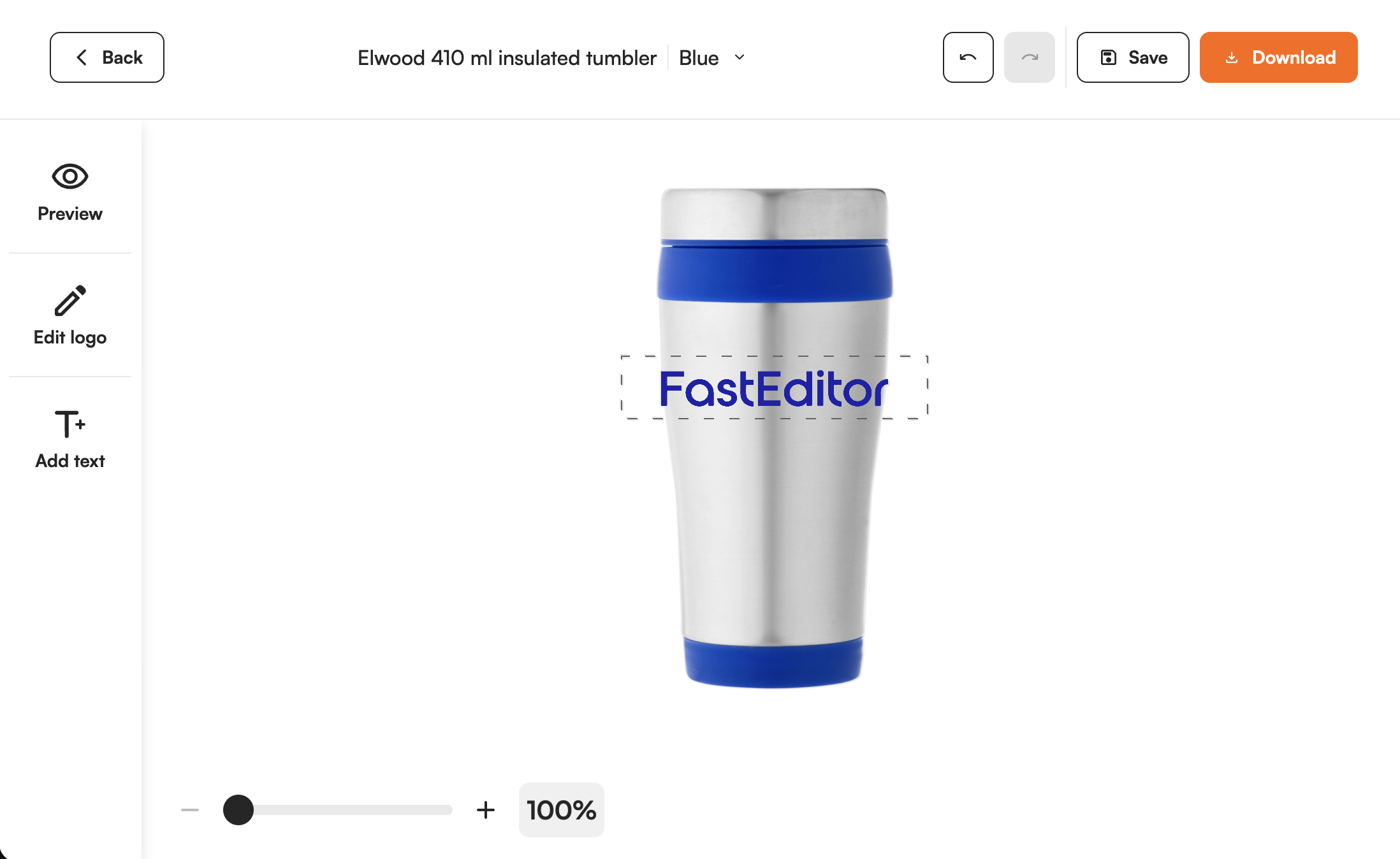 Supplier product shown in the FastEditor editor