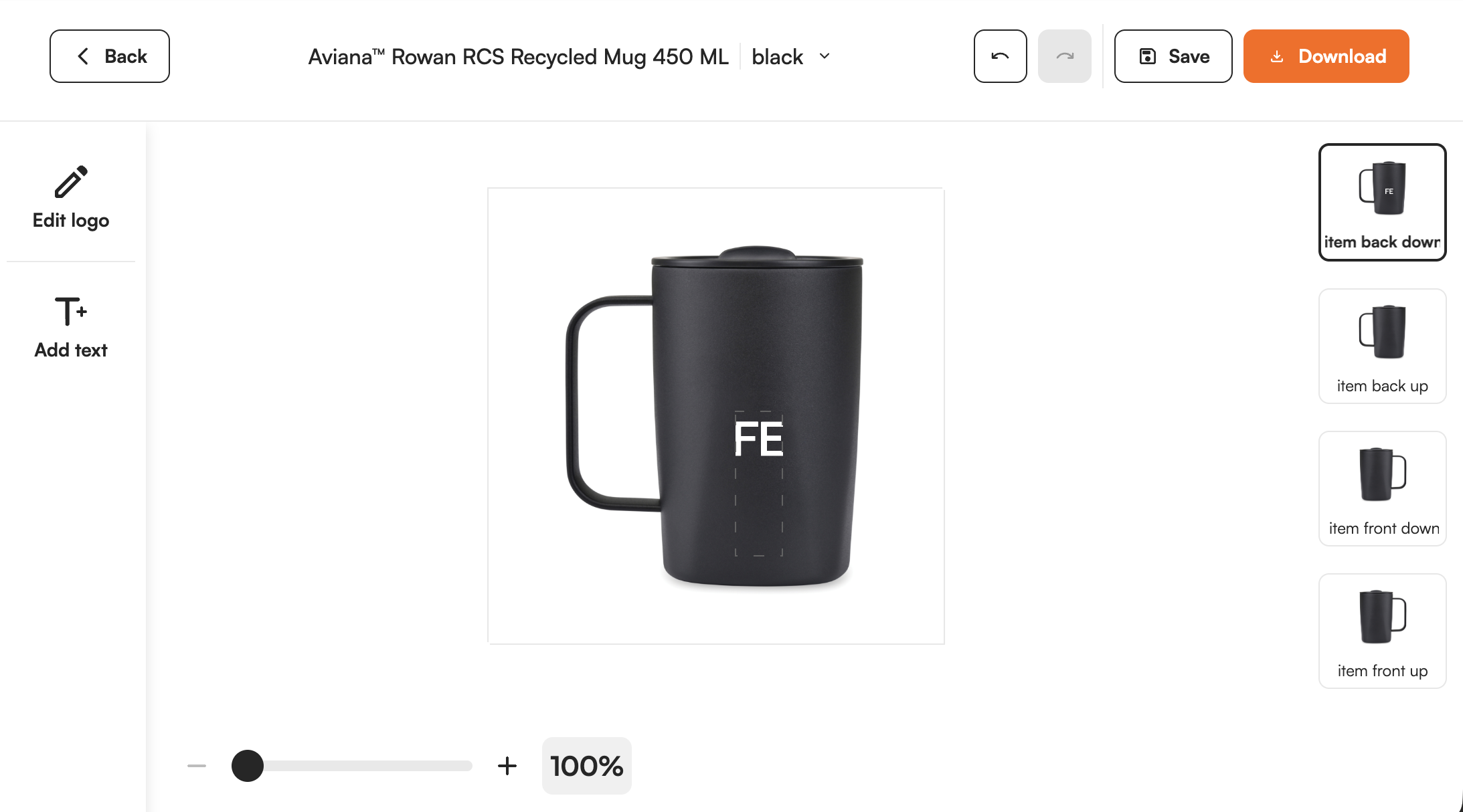 Supplier product shown in the FastEditor editor