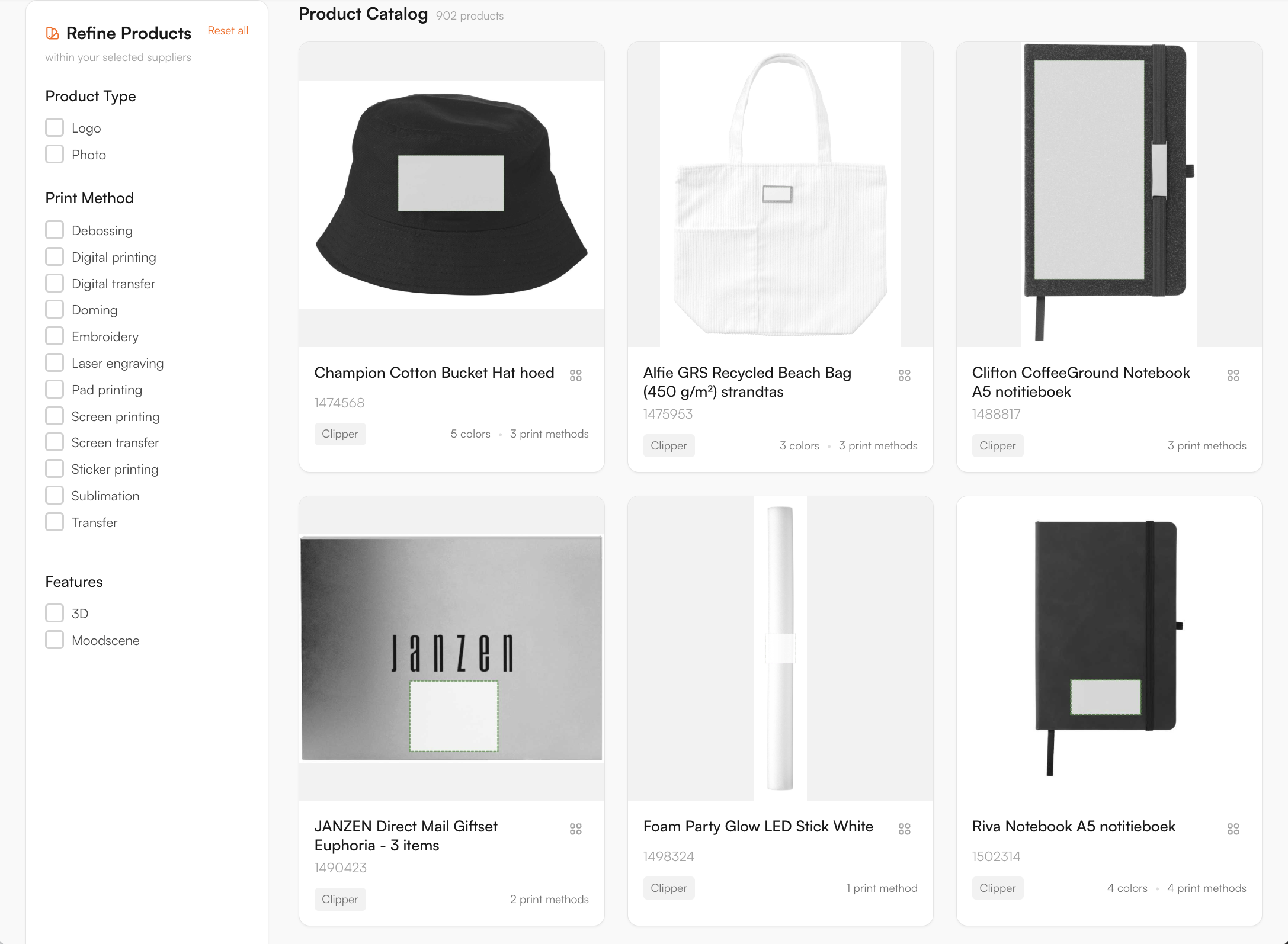 Supplier catalogue in the FastEditor Product Hub