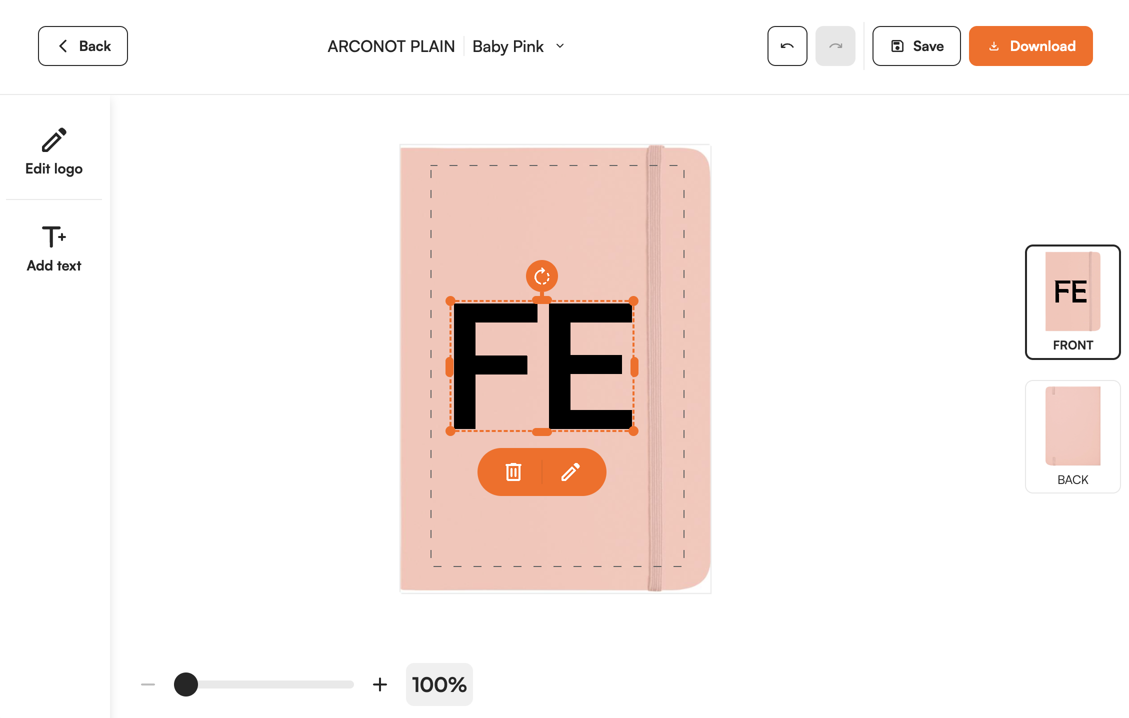 Supplier product shown in the FastEditor editor