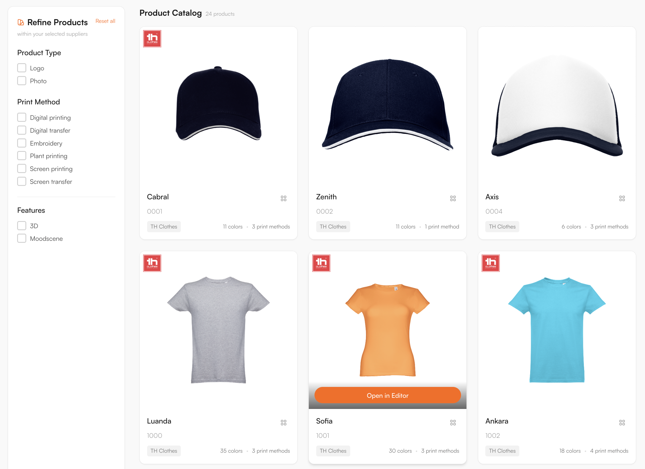 Supplier catalogue in the FastEditor Product Hub
