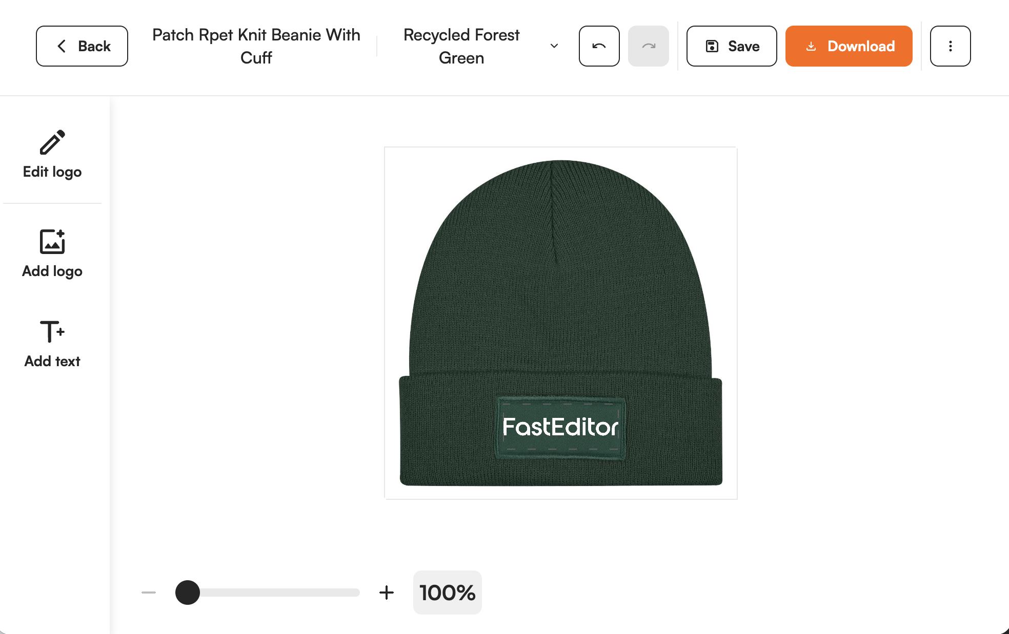Supplier product shown in the FastEditor editor