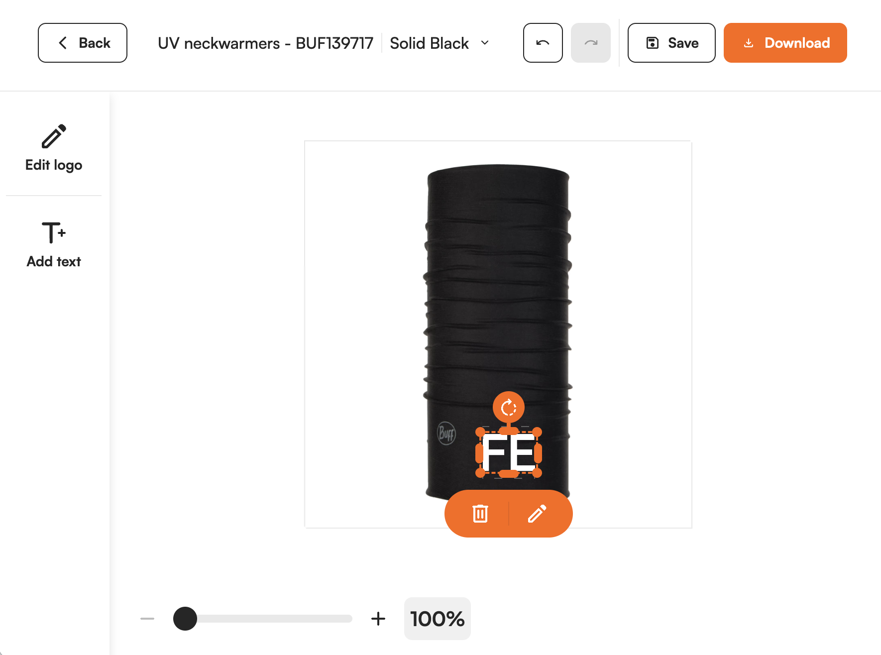 Supplier product shown in the FastEditor editor