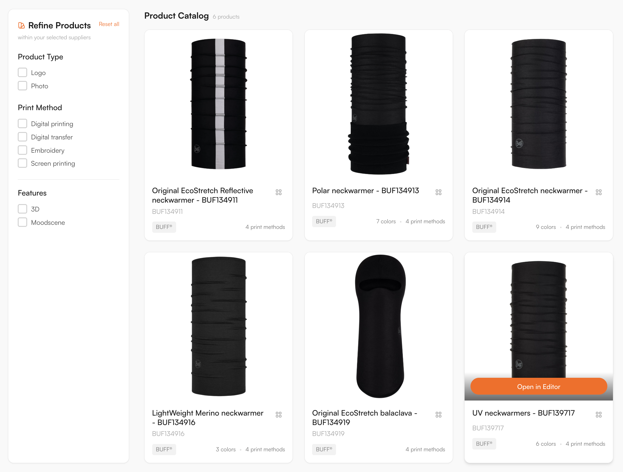 Supplier catalogue in the FastEditor Product Hub