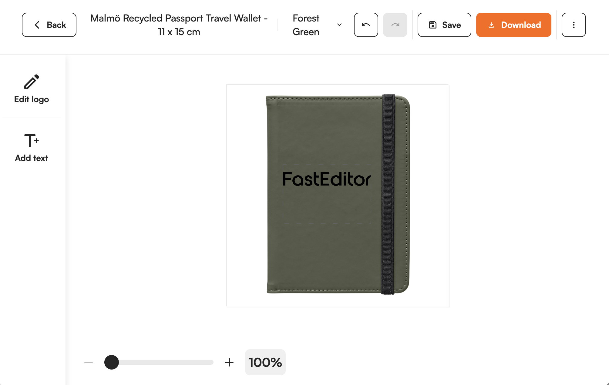 Supplier product shown in the FastEditor editor