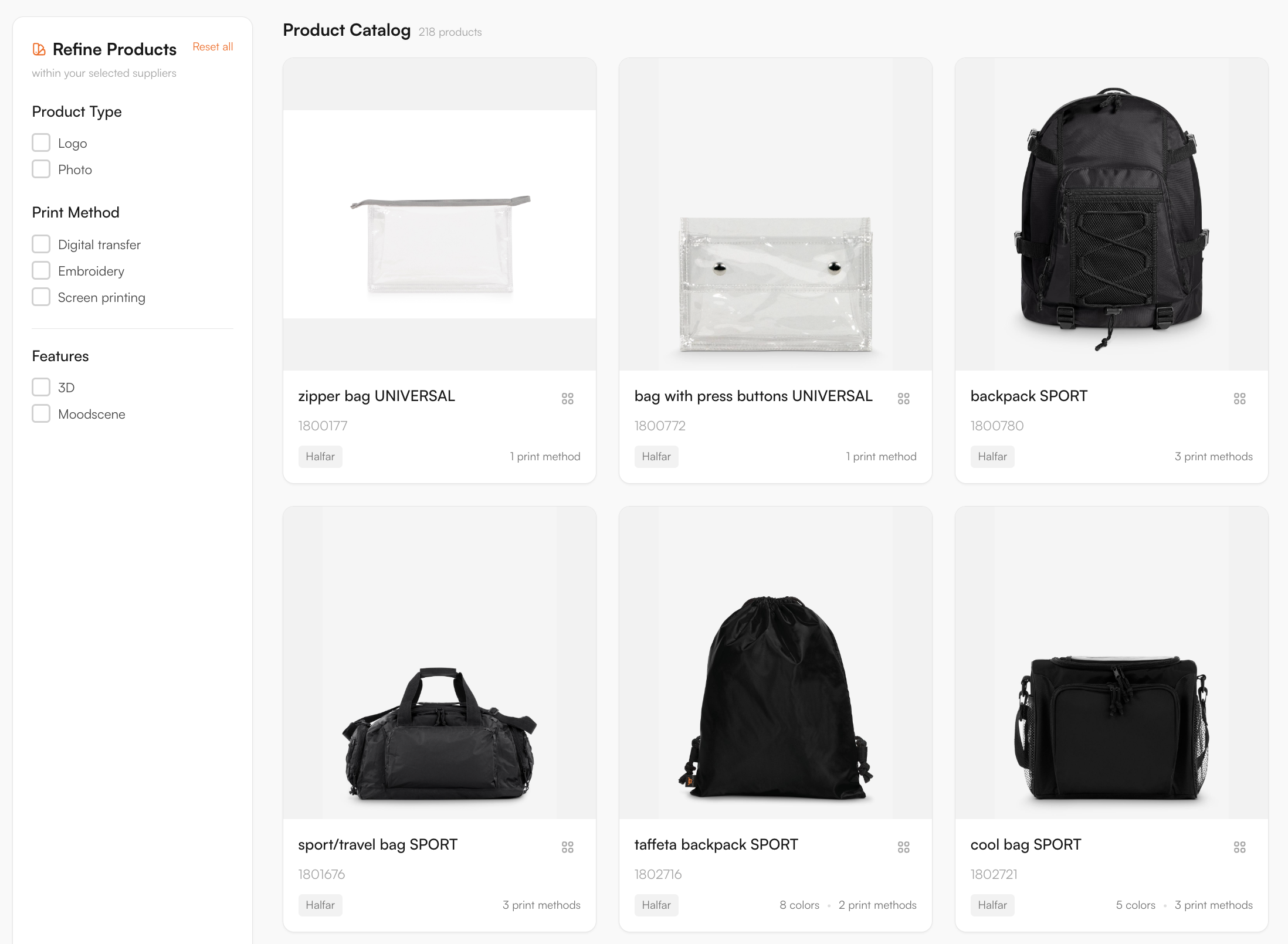 Supplier catalogue in the FastEditor Product Hub