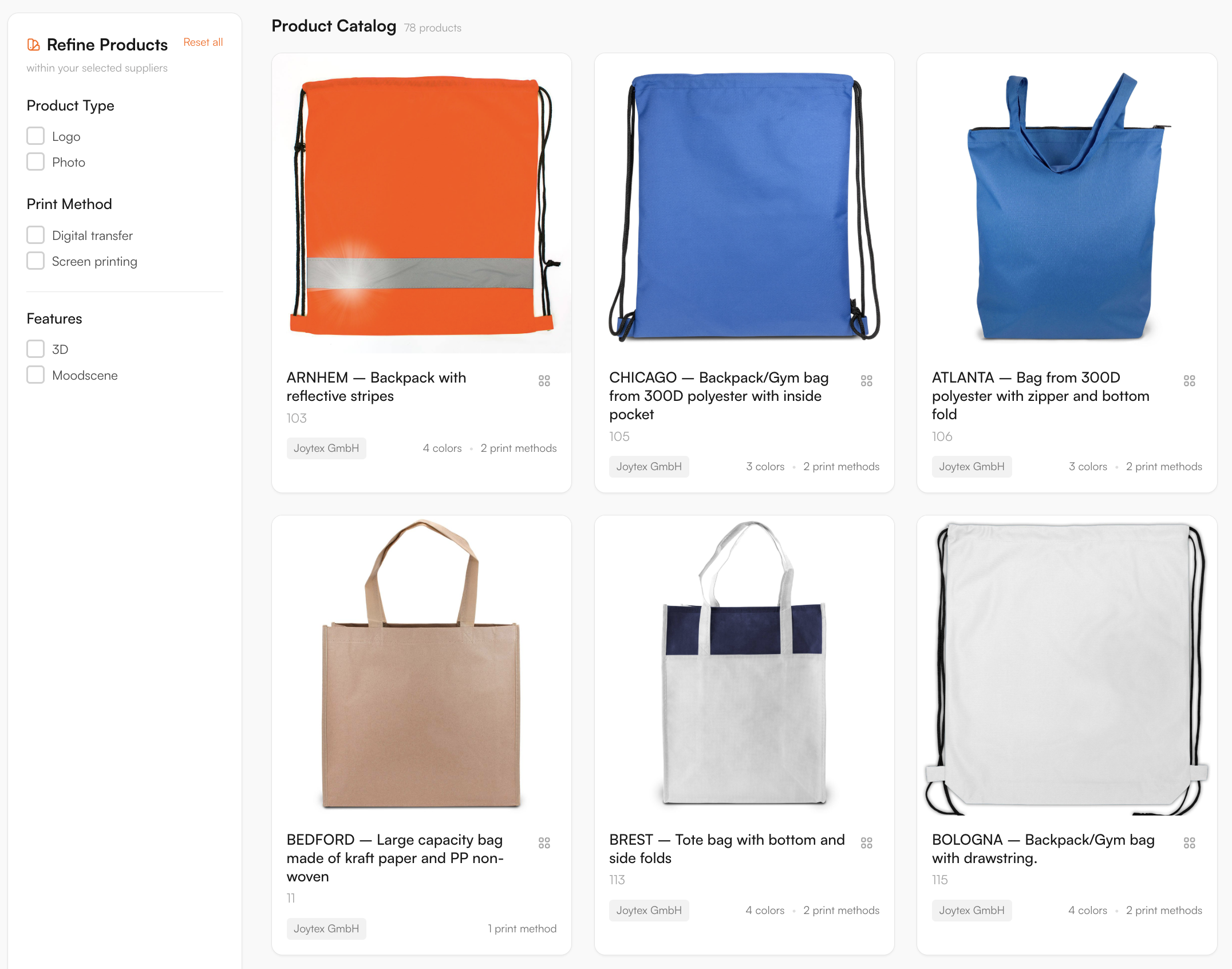 Supplier catalogue in the FastEditor Product Hub