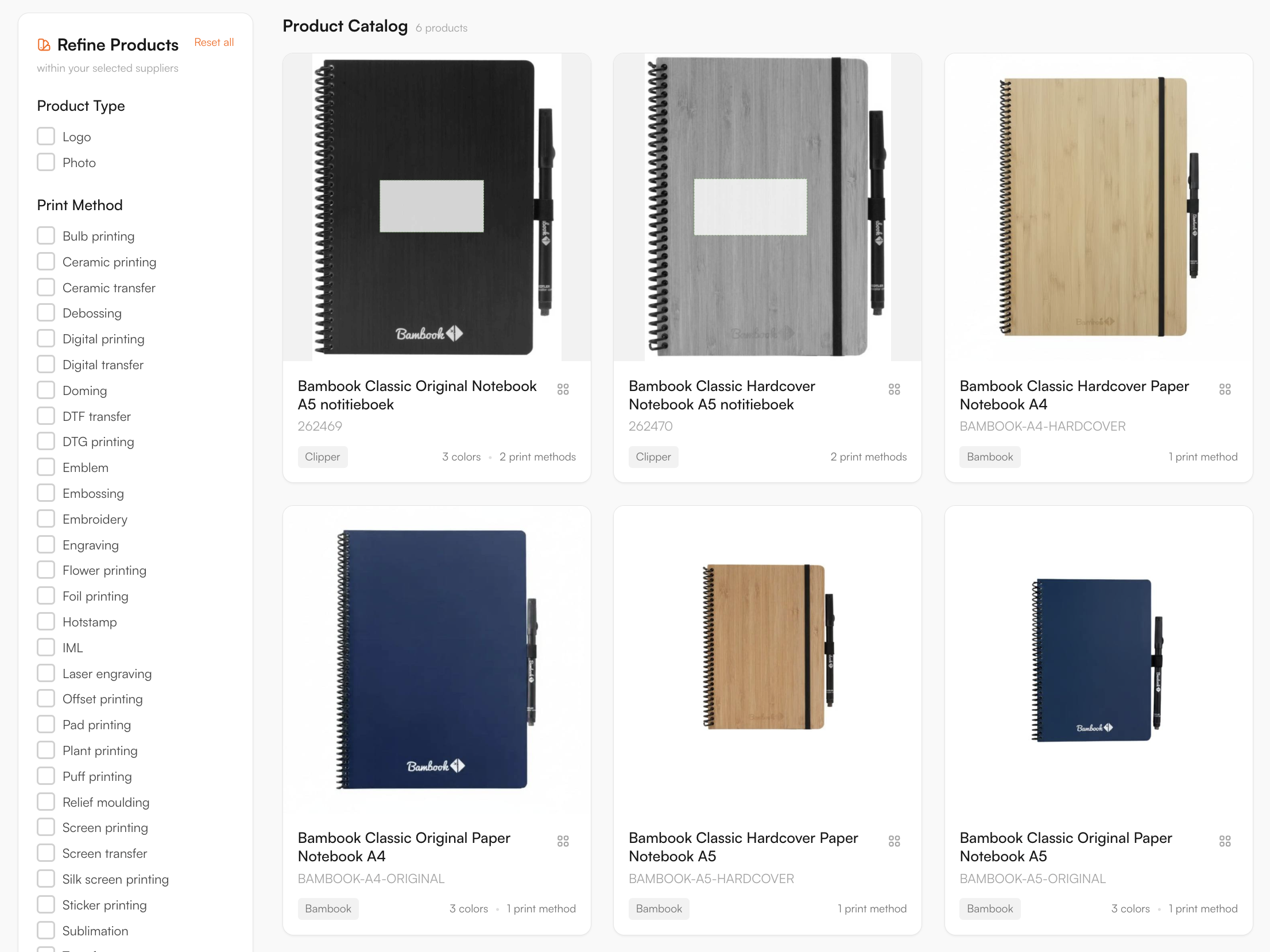 Supplier catalogue in the FastEditor Product Hub