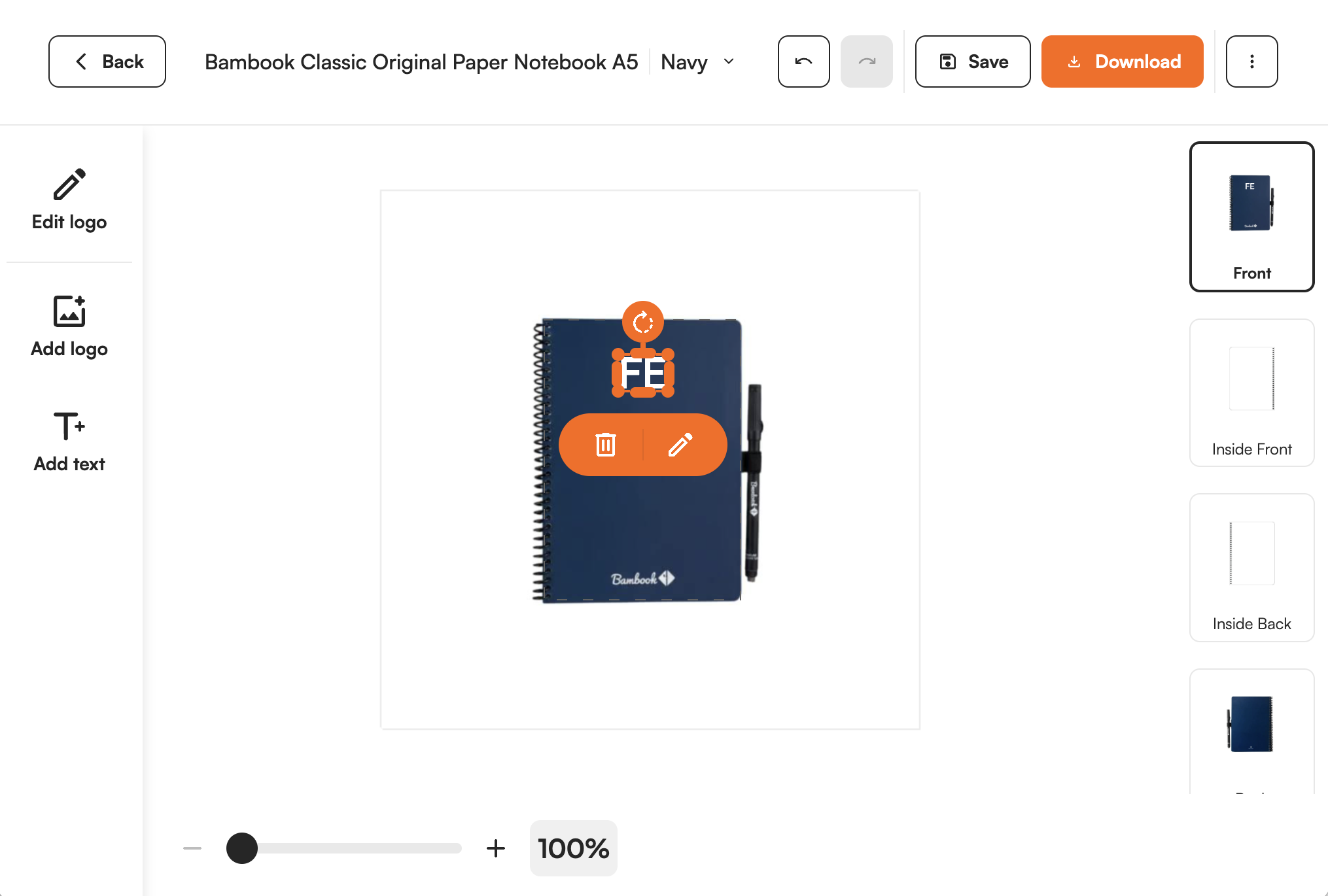 Supplier product shown in the FastEditor editor