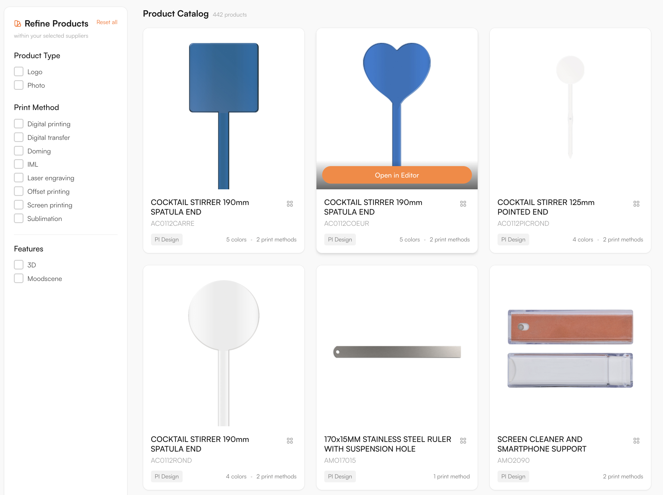 Supplier catalogue in the FastEditor Product Hub