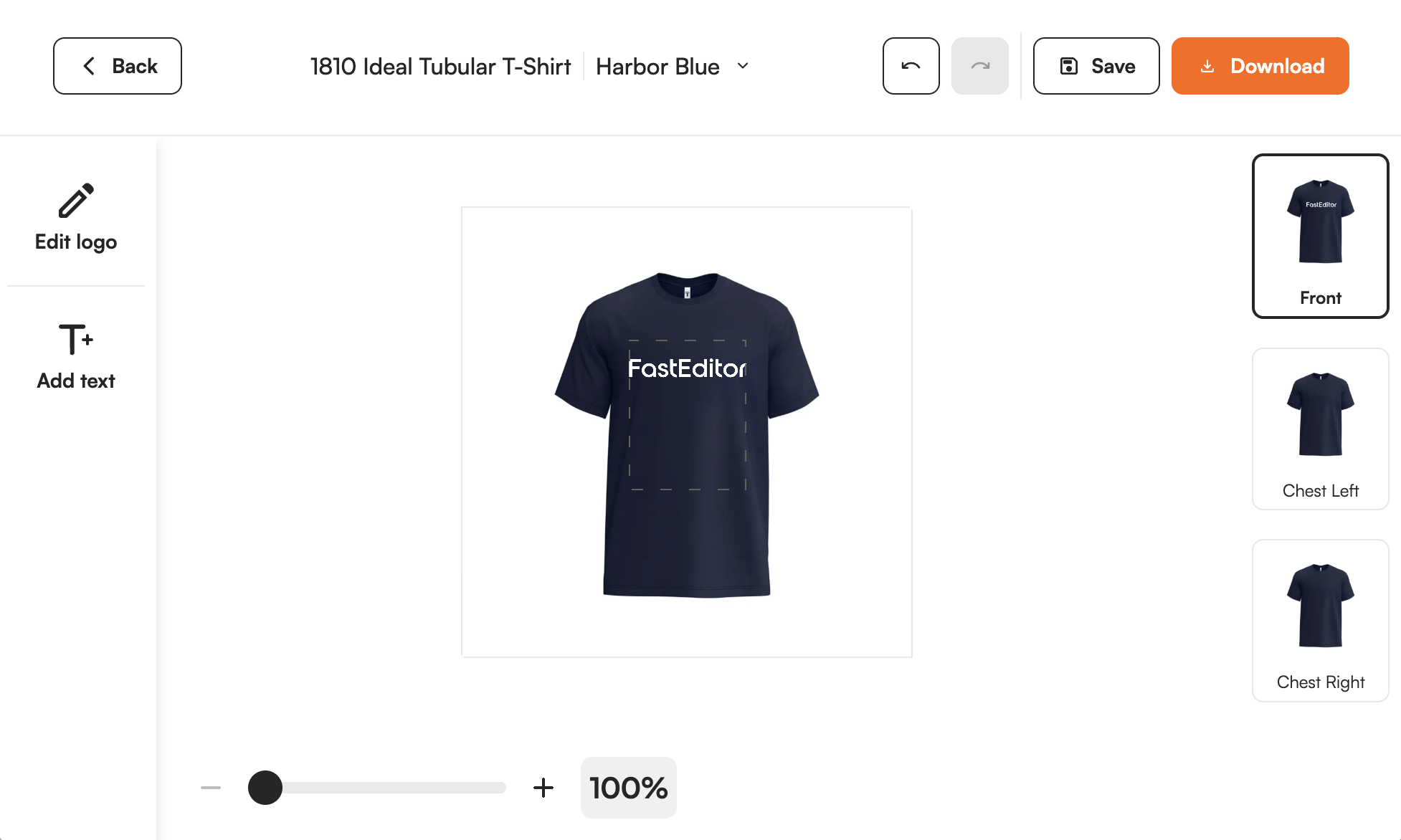 Supplier product shown in the FastEditor editor