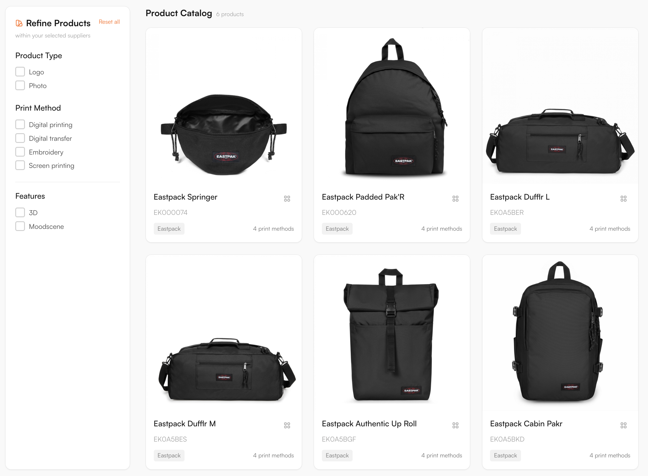 Supplier catalogue in the FastEditor Product Hub