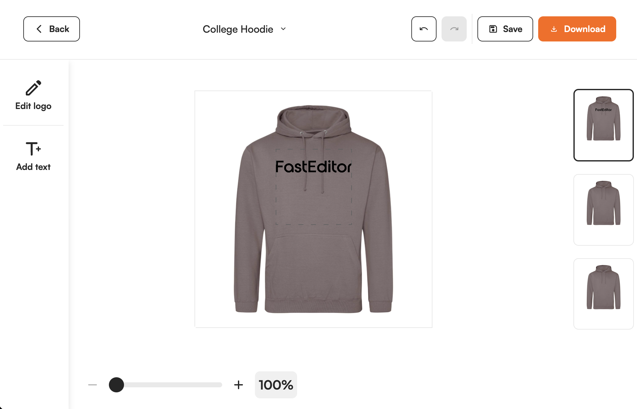 Supplier product shown in the FastEditor editor