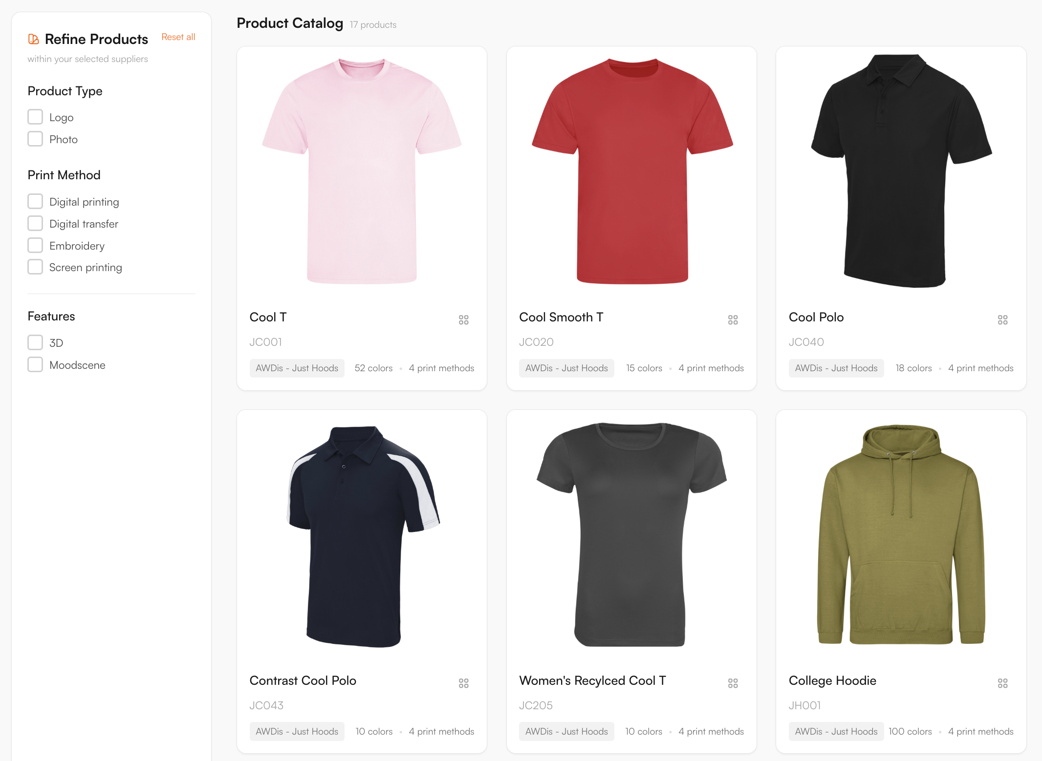 Supplier catalogue in the FastEditor Product Hub