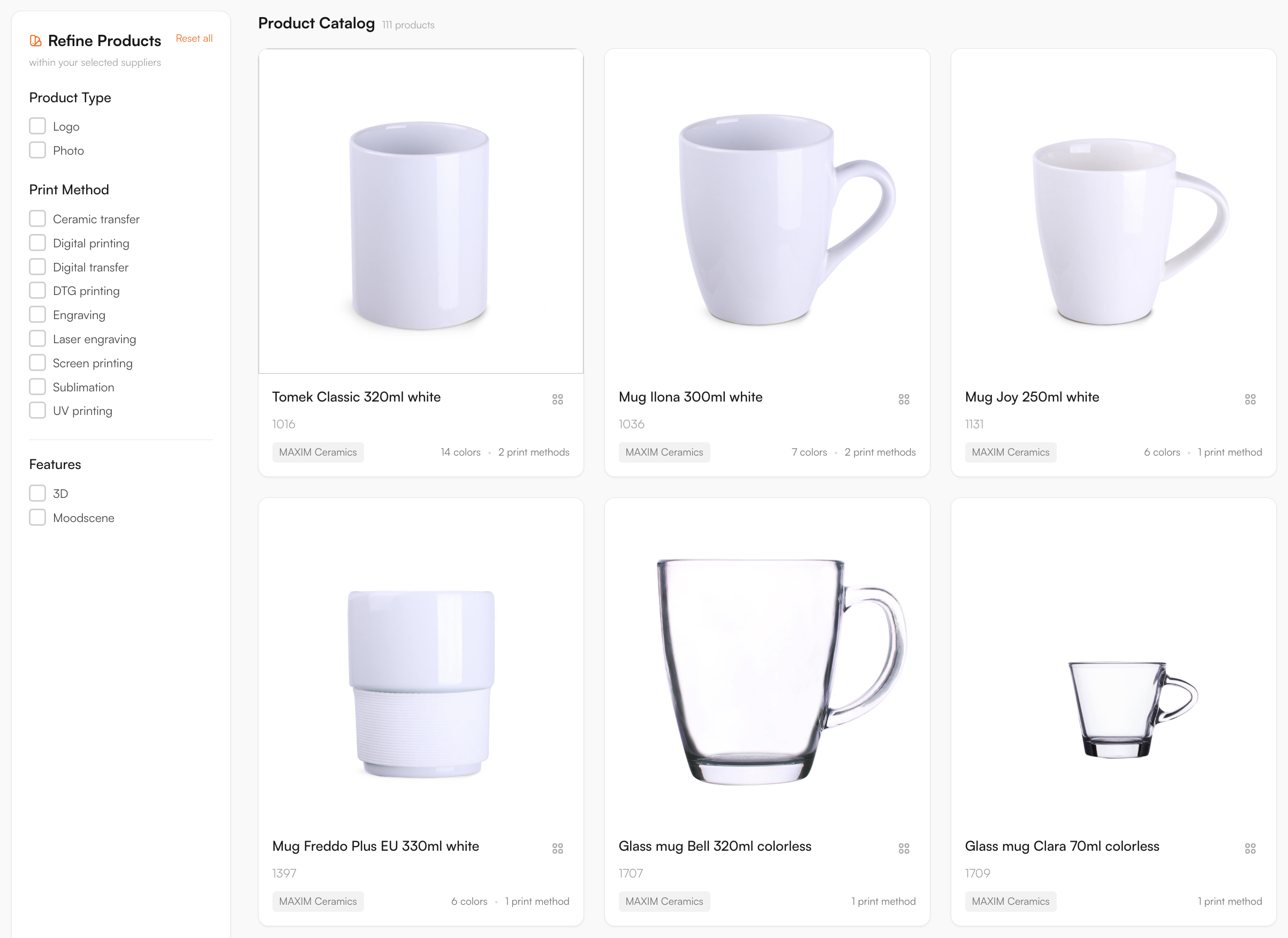 Supplier catalogue in the FastEditor Product Hub