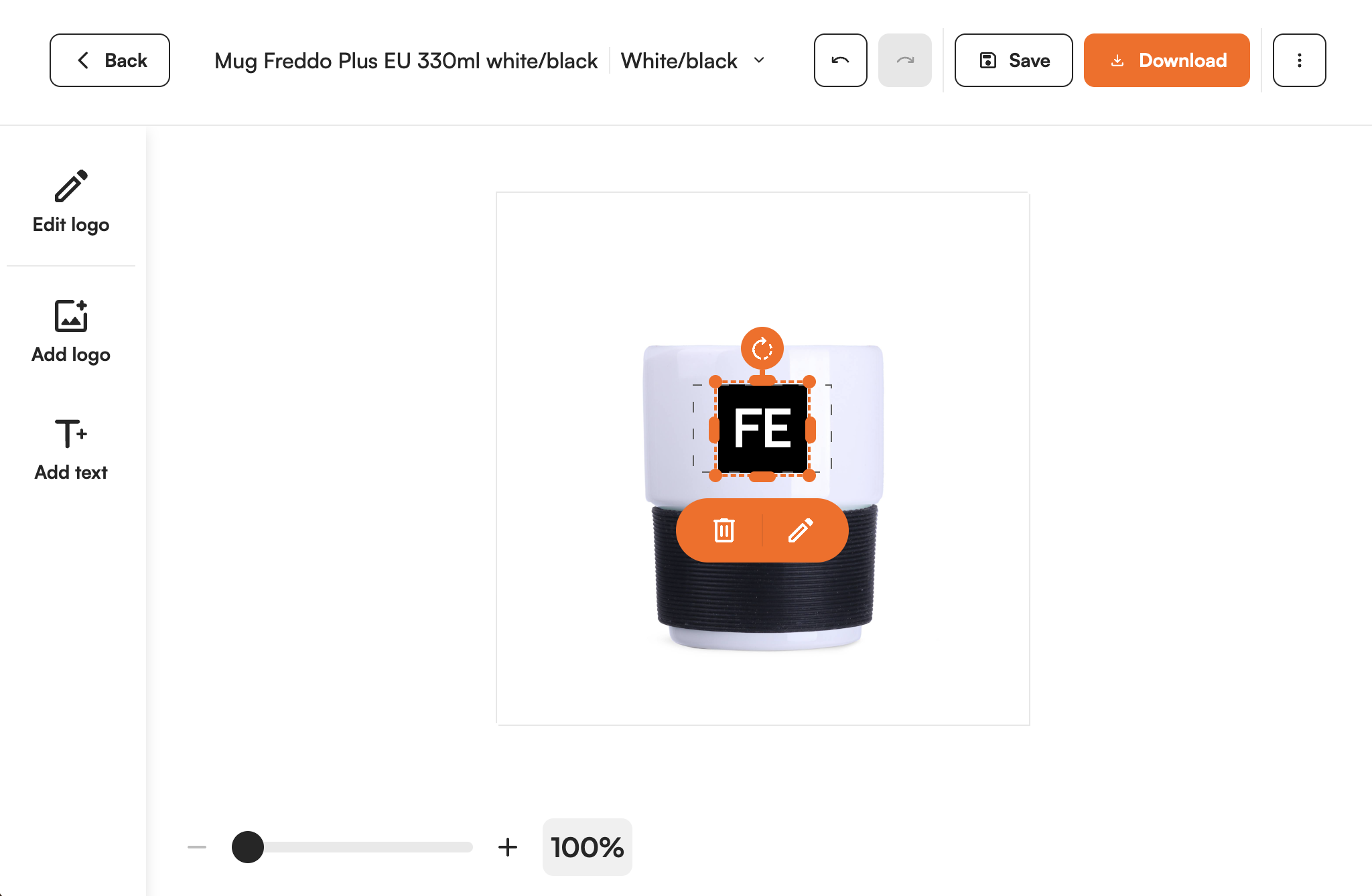 Supplier product shown in the FastEditor editor