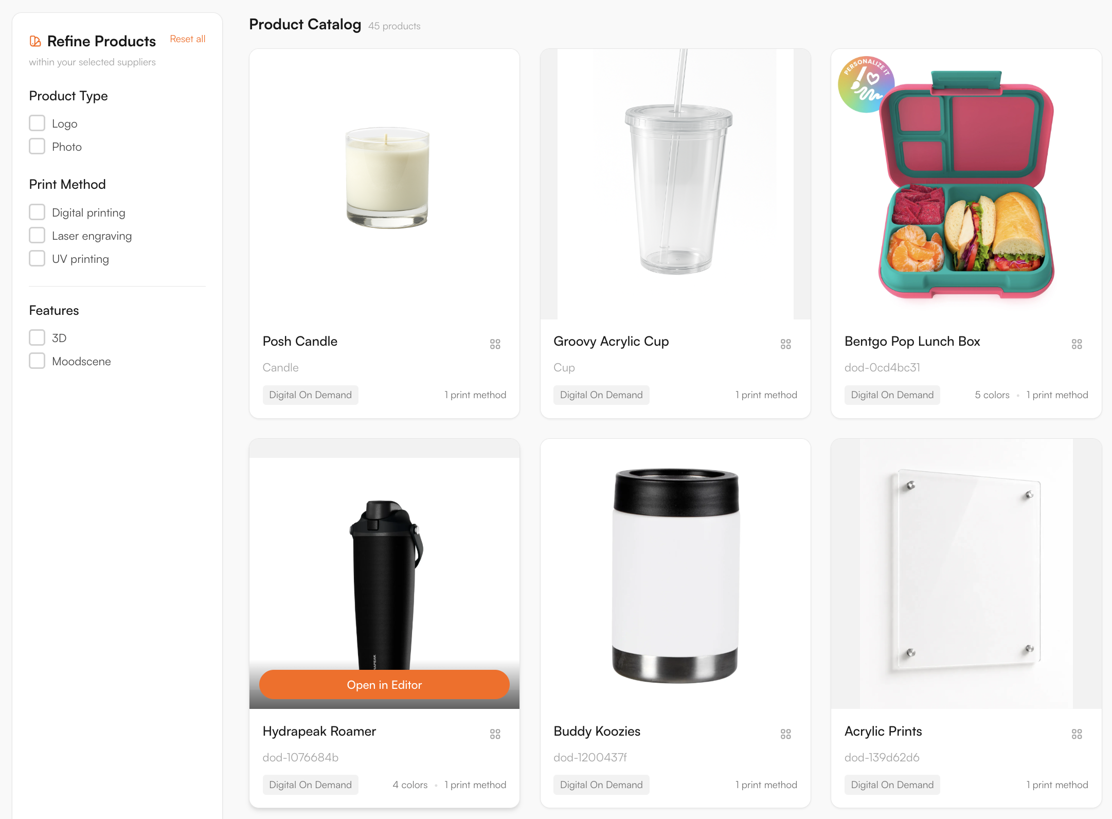 Supplier catalogue in the FastEditor Product Hub