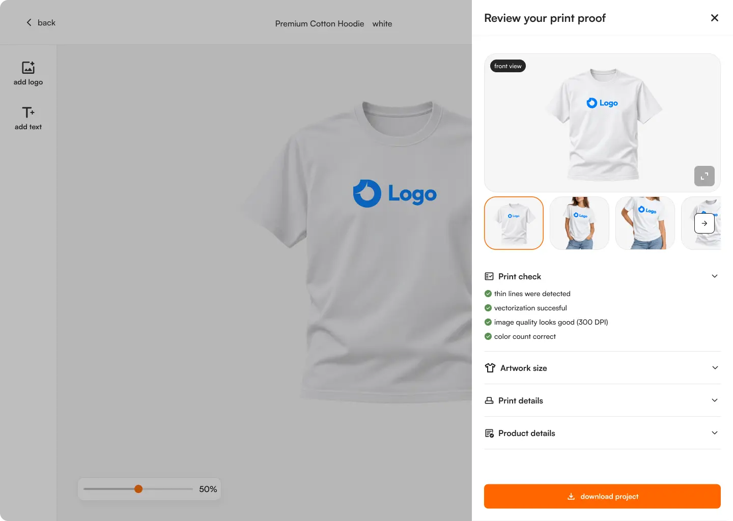Branded print proof generated in your template