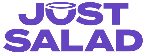 Purple Just Salad logo with a stylized bowl forming the letter U.