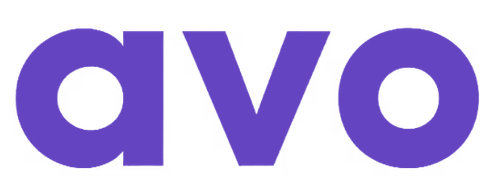 Purple lowercase letters spelling 'avo' in bold font.
