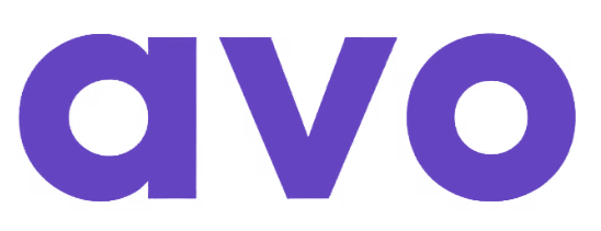 Purple lowercase letters spelling 'avo' in bold font.