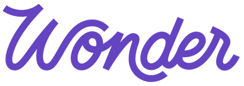 The word 'Wonder' in purple cursive script.