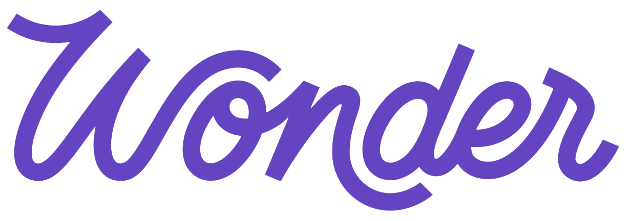 The word 'Wonder' in purple cursive script.