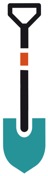 A shovel that moves toward the pipe underground. 