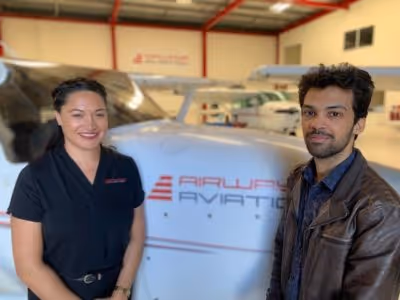 Airways Aviation General Manager, Helena Tierney and Griffith University’s Bachelor of Aviation Program Director Dr Sravan Pingali