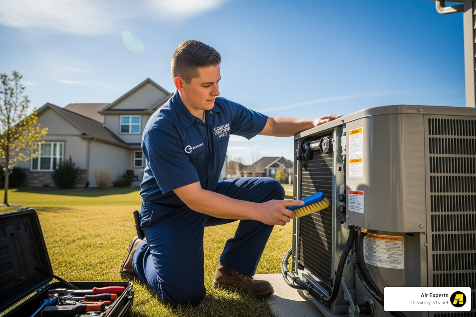 technician performing heat pump maintenance - heat pump service Birmingham AL