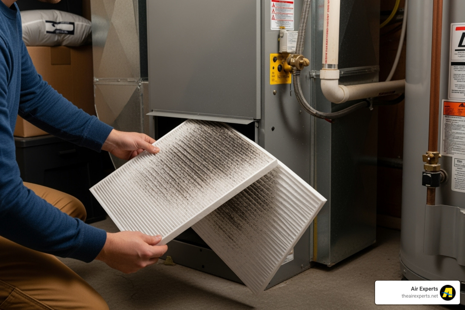 A person changing a dirty air filter - Heat pump not cooling