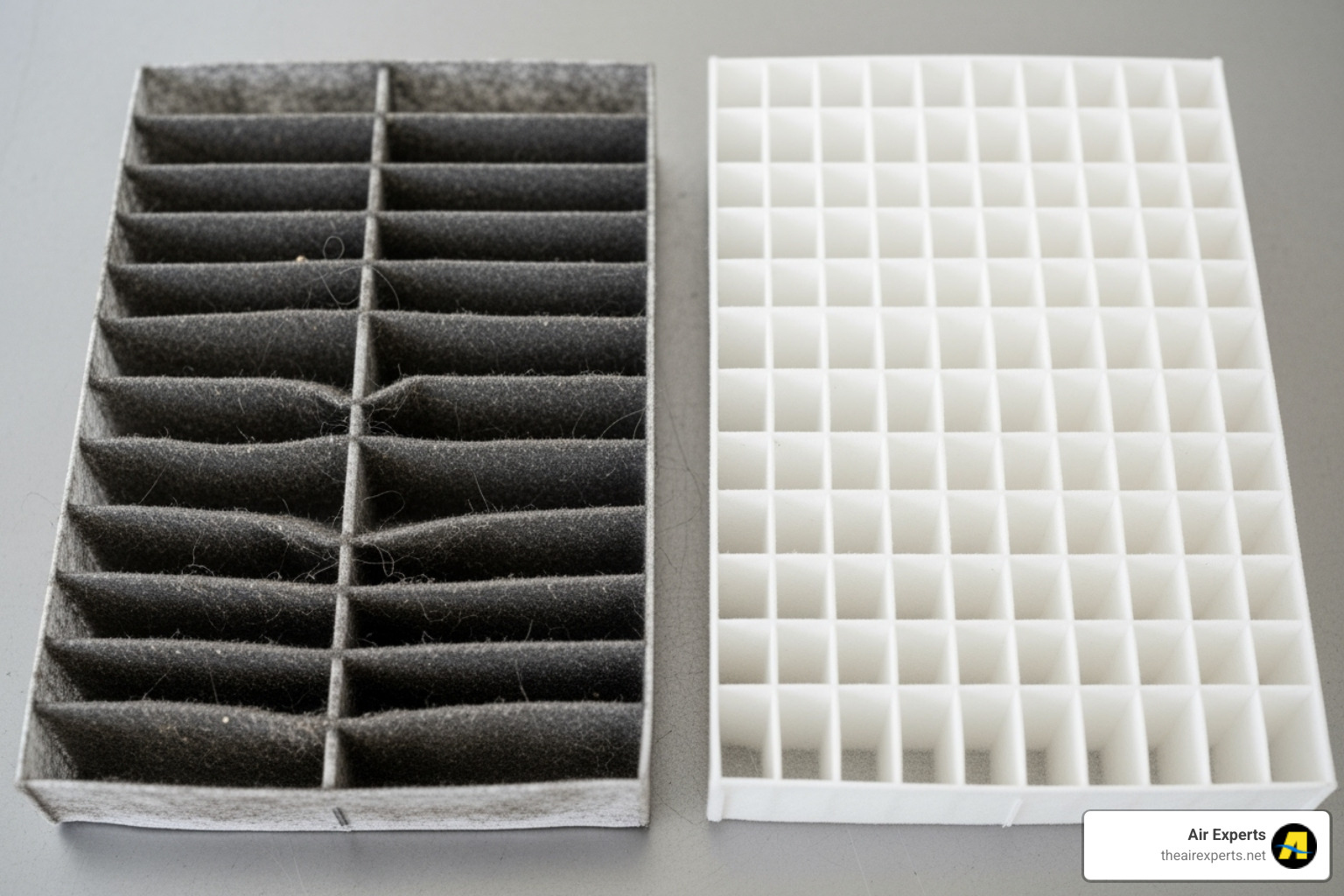 Dirty air filter next to a clean one - AC leaking water inside