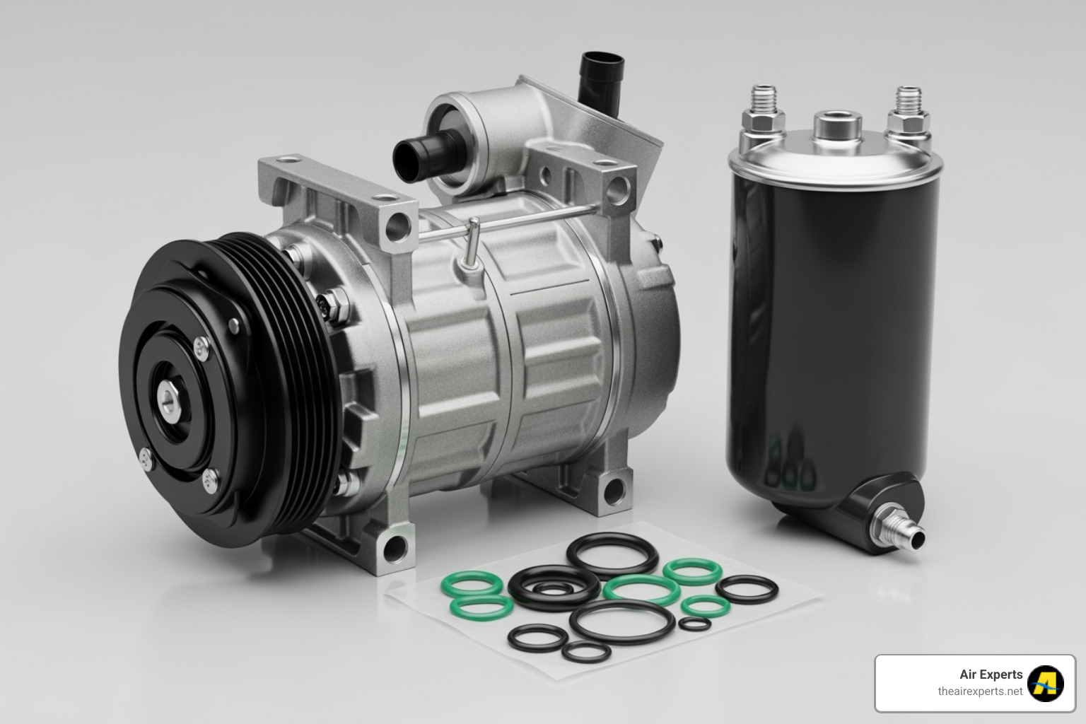 New AC compressor kit including drier and O-rings - AC compressor repair