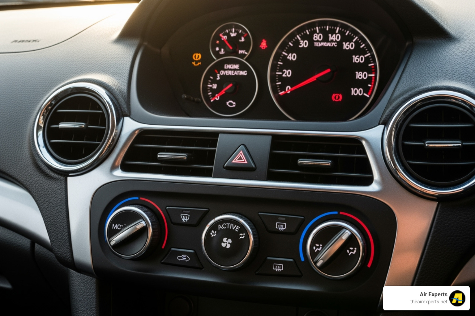 Dashboard with AC on but temperature gauge high - AC compressor repair