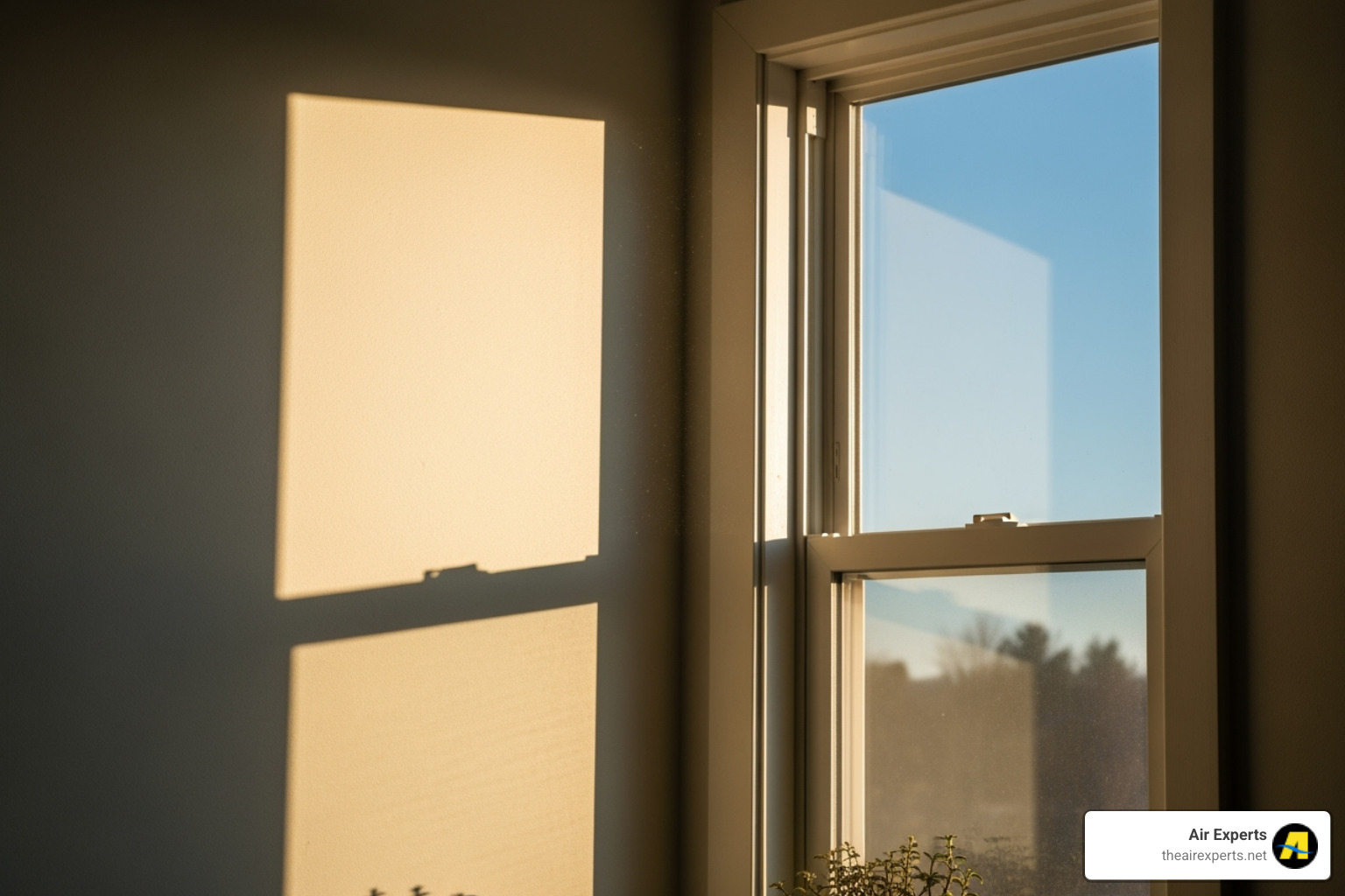 Sun-drenched window next to insulated wall - AC unit sizing guide